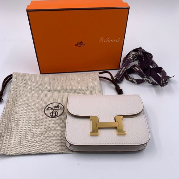 Authentic HERMES Gris Pale (light grey) Constance Slim Epsom Leather Gold HW - Picture 11 of 17